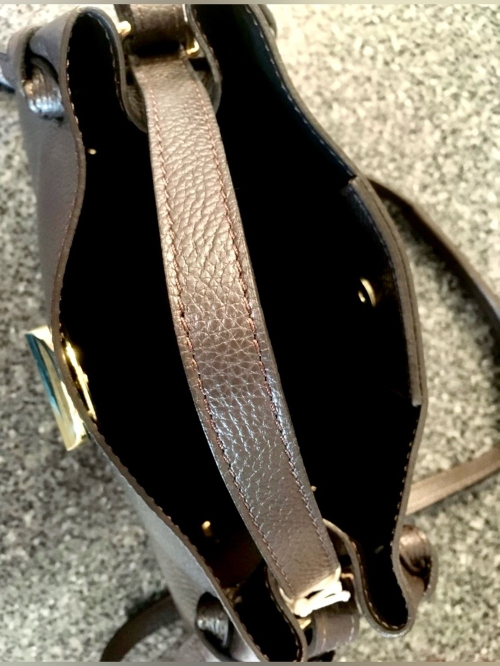 Isadora Moca Deep Brown Pebbled Leather Top-Handle Crossbody Bag - Picture 3 of 9